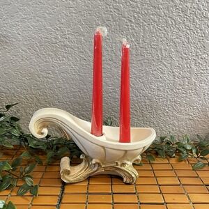 Vintage 1961 Universal Corp Chicago Sleigh Centerpiece Candle Holder MCM
